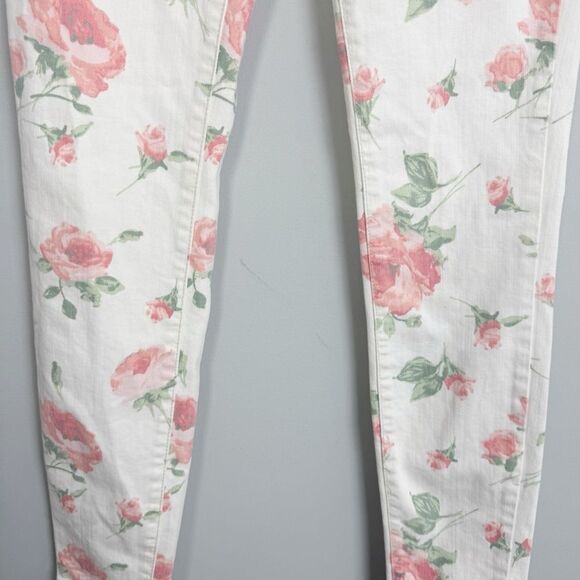 FREE PEOPLE | Retro Rose Floral Print Cream Slim Jeans Women’s Size 26 (2) - Picture 5 of 12